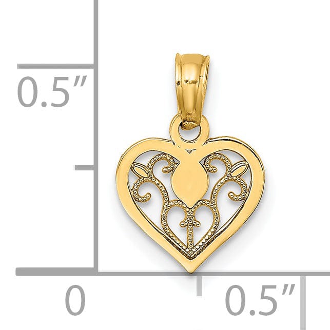 Lovely Rita's Charms & Pendants 14k Yellow Gold Polished Filigree Heart Pendant