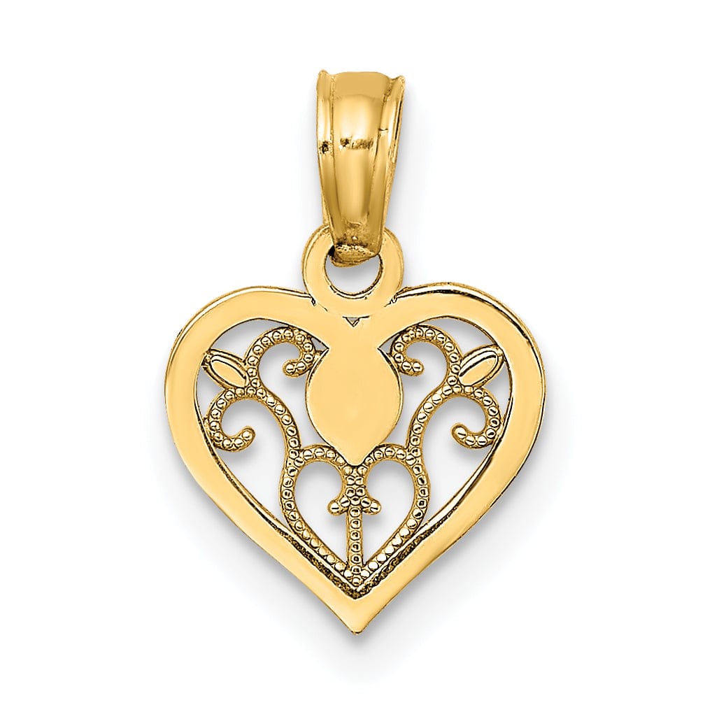 Lovely Rita's Charms & Pendants 14k Yellow Gold Polished Filigree Heart Pendant