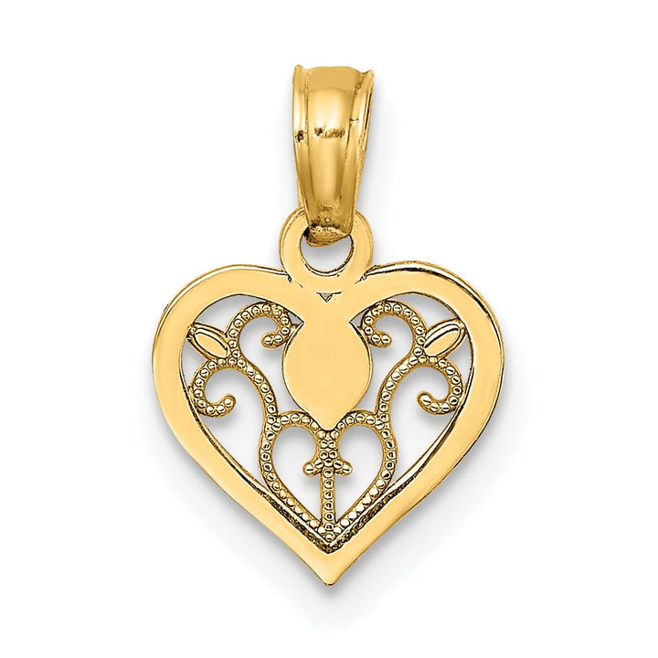 Lovely Rita's Charms & Pendants 14k Yellow Gold Polished Filigree Heart Pendant