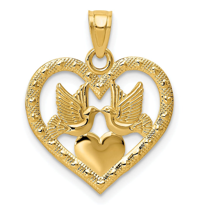 Lovely Rita's Charms & Pendants 14k Yellow Gold Polished Finish Doves in Heart Pendant