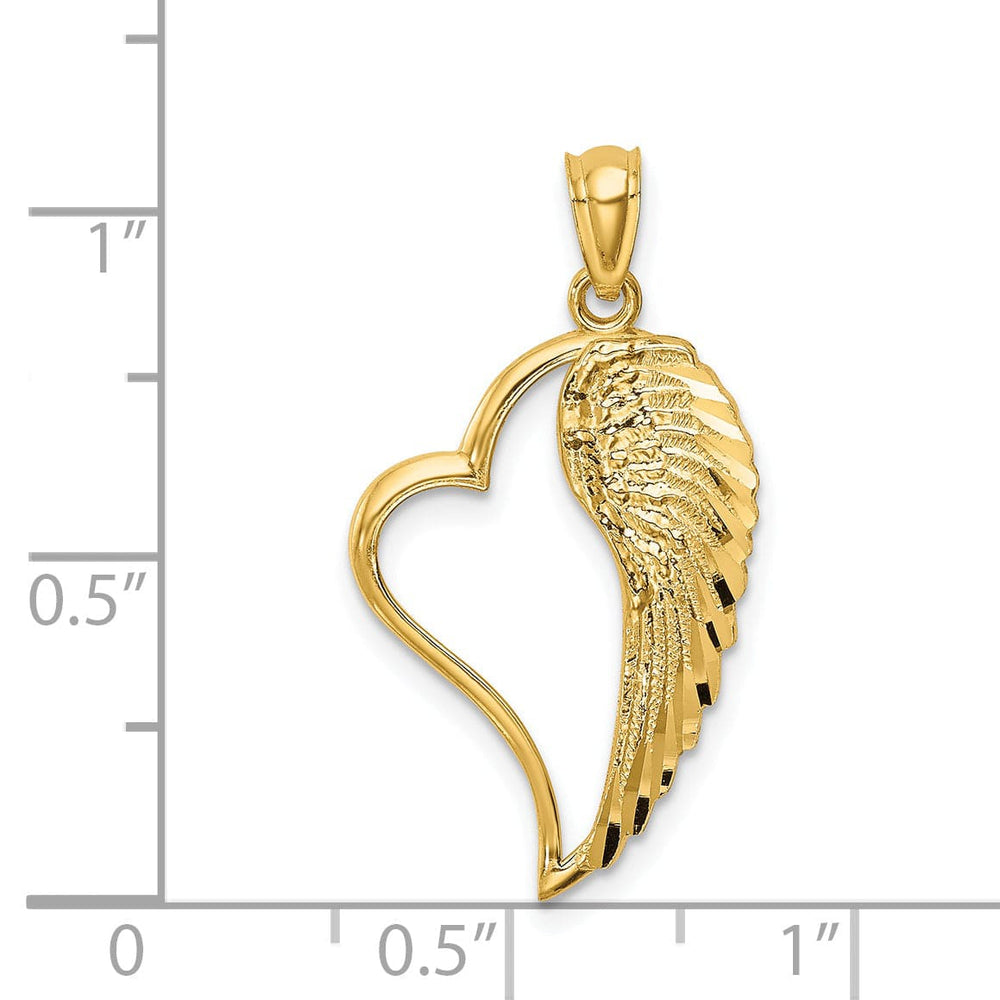 Lovely Rita's Charms & Pendants 14k Yellow Gold Polished Heart and Wing Pendant