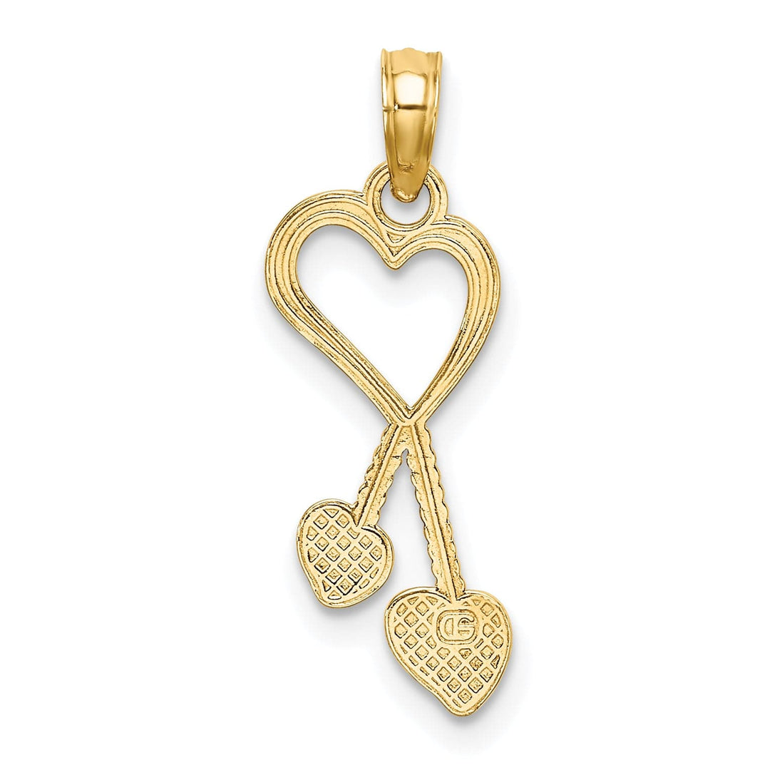 Lovely Rita's Charms & Pendants 14k Yellow Gold Polished Heart Double Heart Tassle Charm