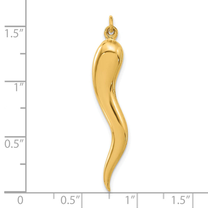 Lovely Rita's Charms & Pendants 14k Yellow Gold Polished Hollow 3-D Italian Horn Pendant