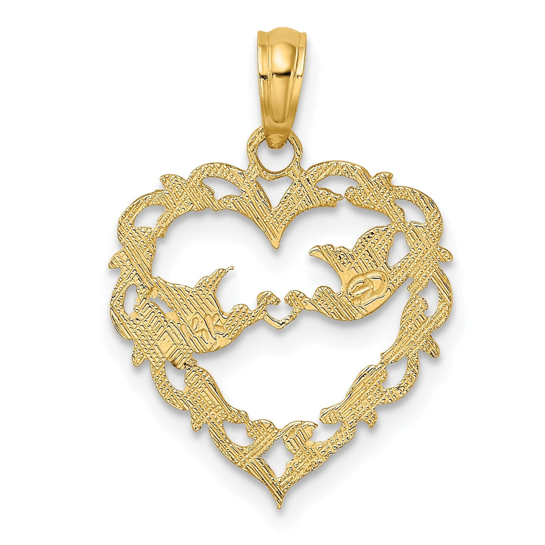 Lovely Rita's Charms & Pendants 14k Yellow Gold Polished Love Birds in Heart Pendant