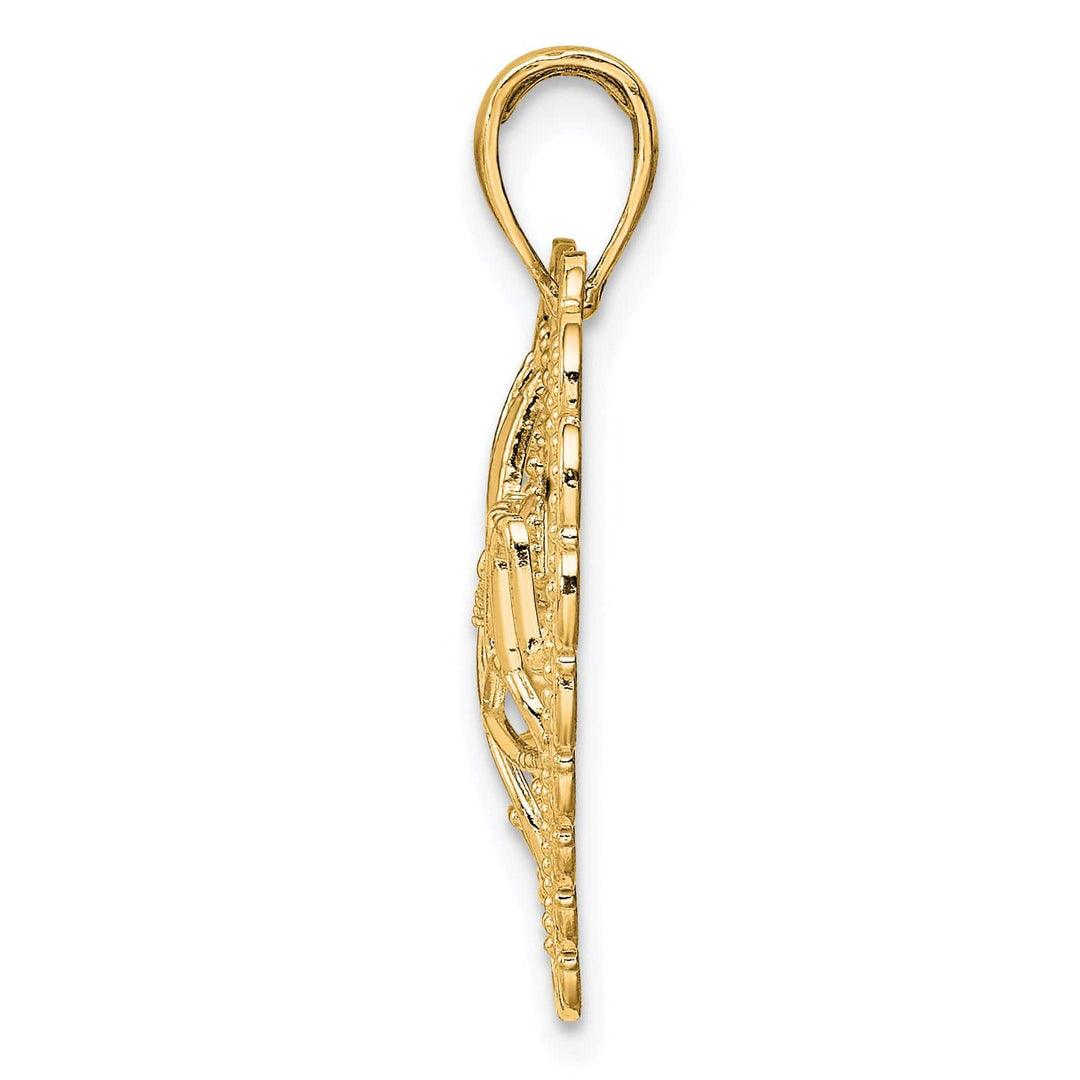 Lovely Rita's Charms & Pendants 14k Yellow Gold Polished MOM Scallop Heart Pendant