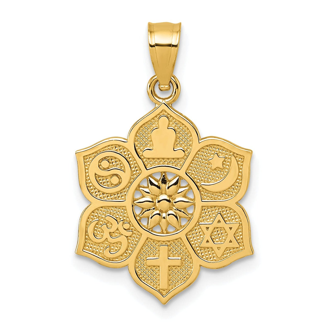 Lovely Rita's Charms & Pendants 14k Yellow Gold Polished Multi-faith Symbol Flower Pendant