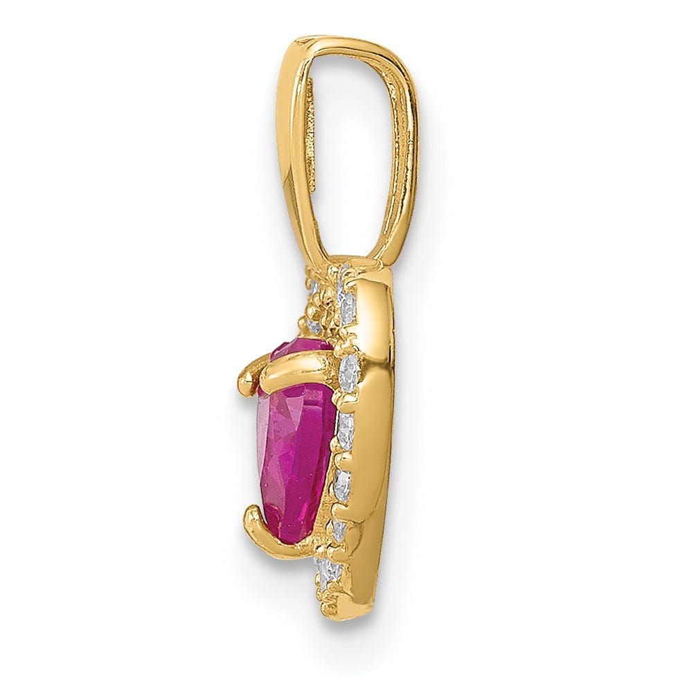 Lovely Rita's Charms & Pendants 14k Yellow Gold Polished Red and Clear C.Z Heart Pendant