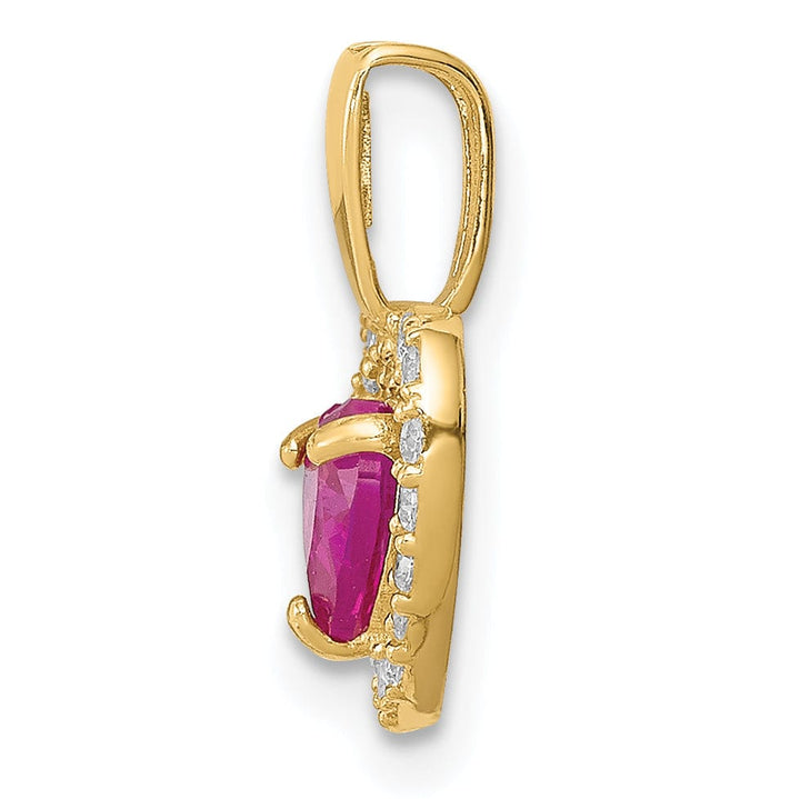 Lovely Rita's Charms & Pendants 14k Yellow Gold Polished Red and Clear C.Z Heart Pendant