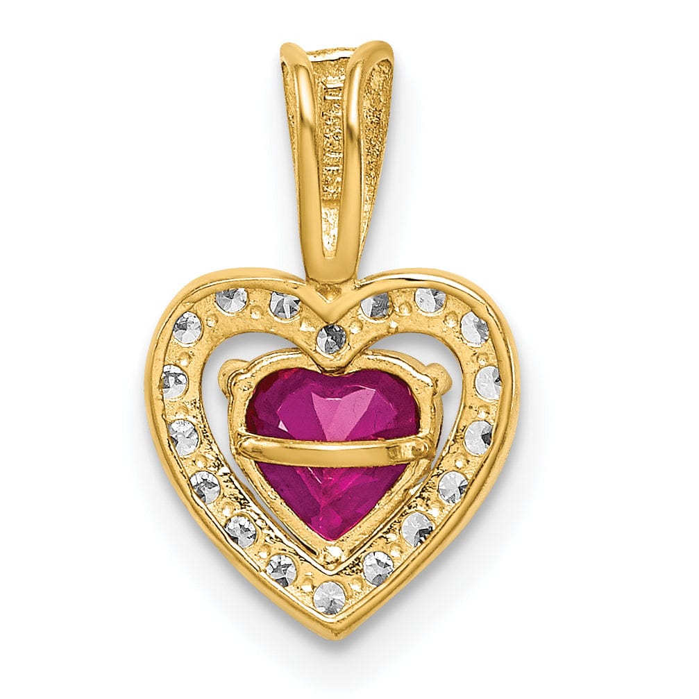 Lovely Rita's Charms & Pendants 14k Yellow Gold Polished Red and Clear C.Z Heart Pendant