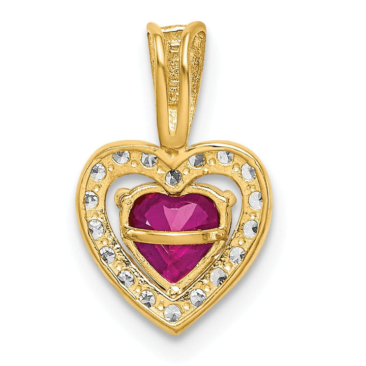 Lovely Rita's Charms & Pendants 14k Yellow Gold Polished Red and Clear C.Z Heart Pendant