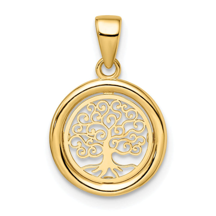 Lovely Rita's Charms & Pendants 14k Yellow Gold Polished Tree of Life Circle Pendant