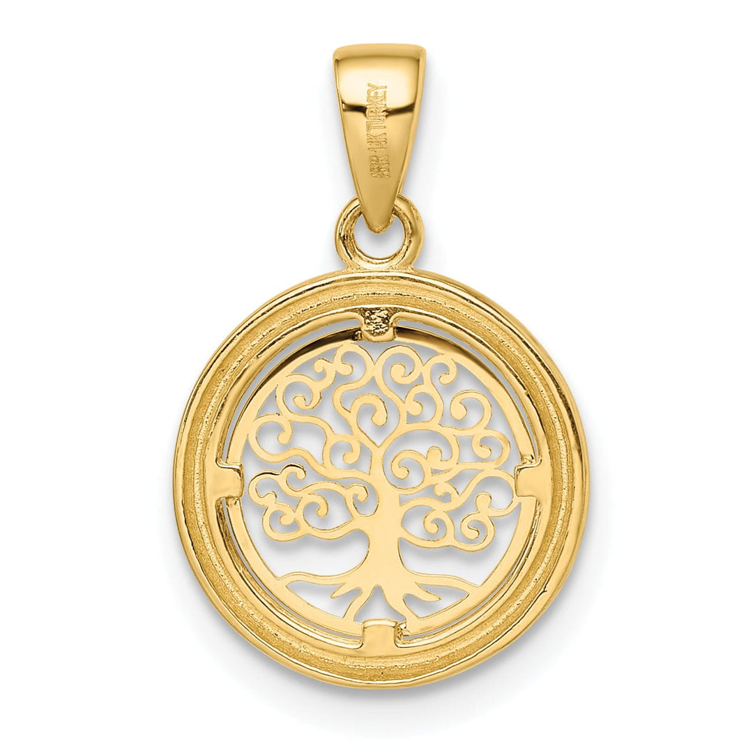 Lovely Rita's Charms & Pendants 14k Yellow Gold Polished Tree of Life Circle Pendant