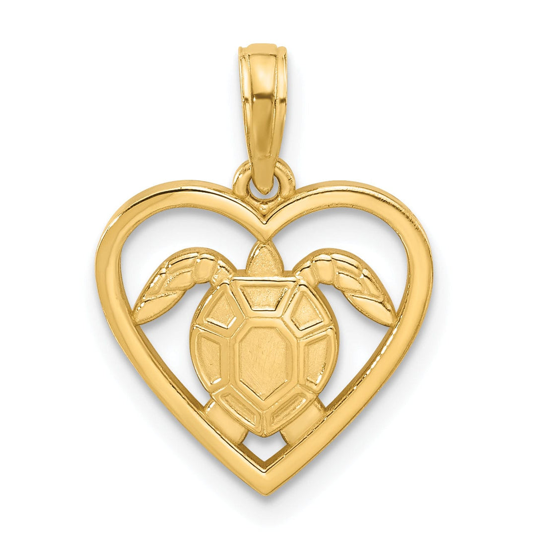 Lovely Rita's Charms & Pendants 14K Yellow Gold Polished Turtle in Heart Design Pendant