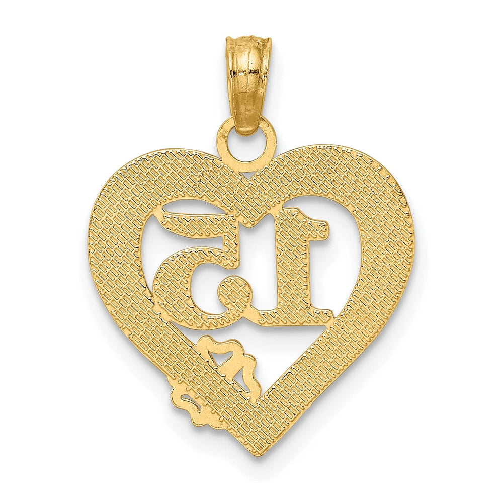 Lovely Rita's Charms & Pendants 14k Yellow Gold QUINCE ANOS 15 in Heart Design Pendant