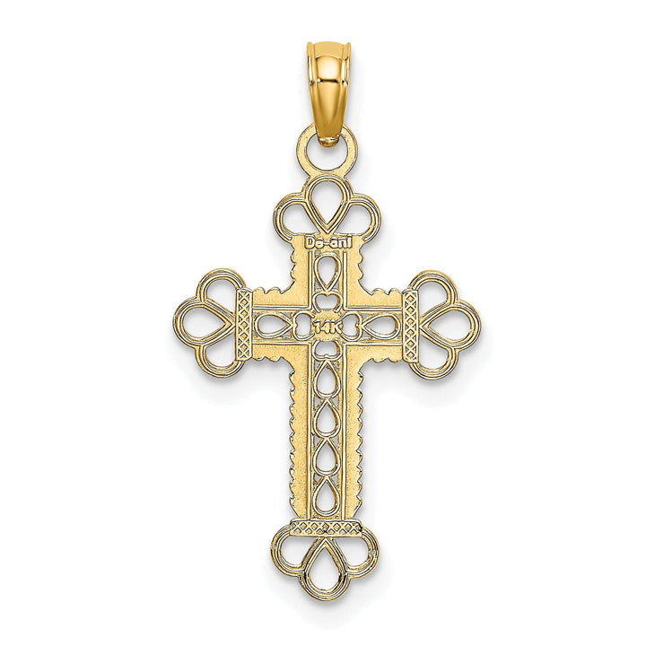 Lovely Rita's Charms & Pendants 14K Yellow Gold Refined Cut-Out with Rope Frame Filigree Cross Pendant