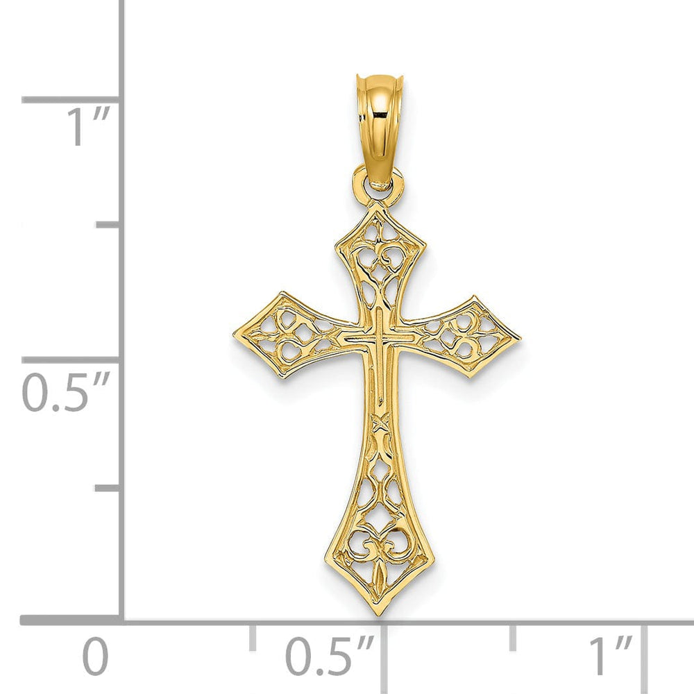 Lovely Rita's Charms & Pendants 14K Yellow Gold Refined Filigree Passion Cross Pendant