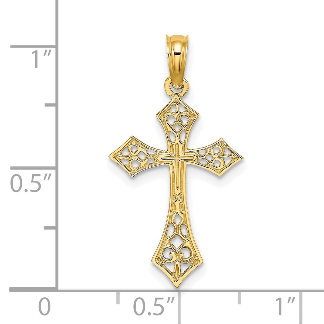 Lovely Rita's Charms & Pendants 14K Yellow Gold Refined Filigree Passion Cross Pendant