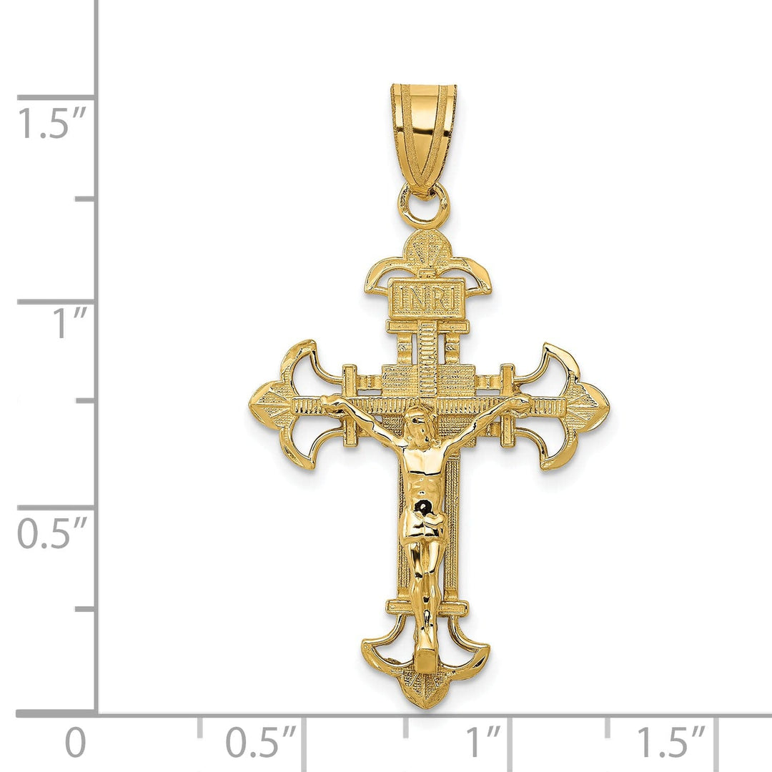 Lovely Rita's Charms & Pendants 14K Yellow Gold Refined Fleur de Lis Cross Pendant