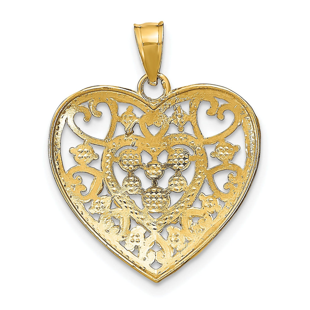 Lovely Rita's Charms & Pendants 14k Yellow Gold Rhodium Cut-Out Filigree Heart Pendant