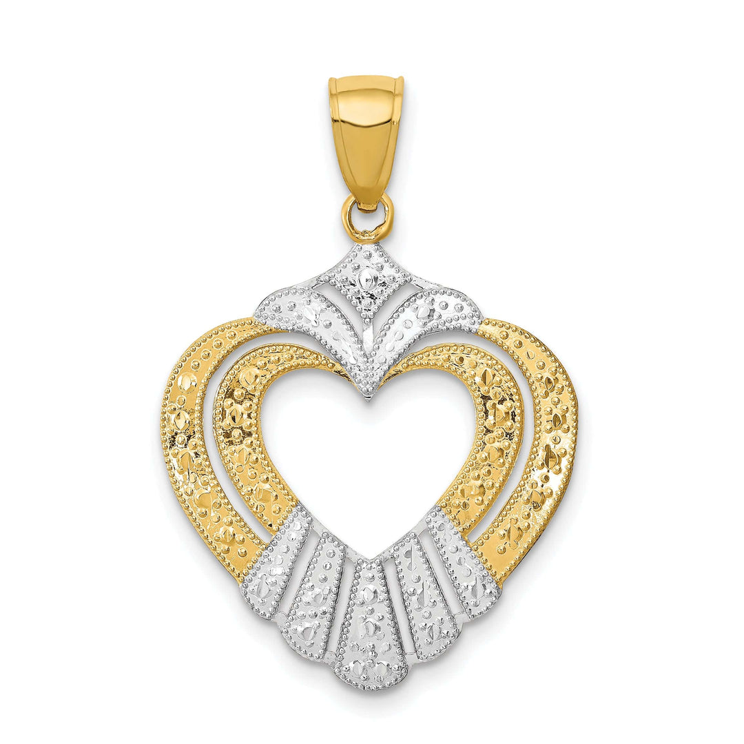 Lovely Rita's Charms & Pendants 14k Yellow Gold Rhodium Cut-Out Heart Pendant