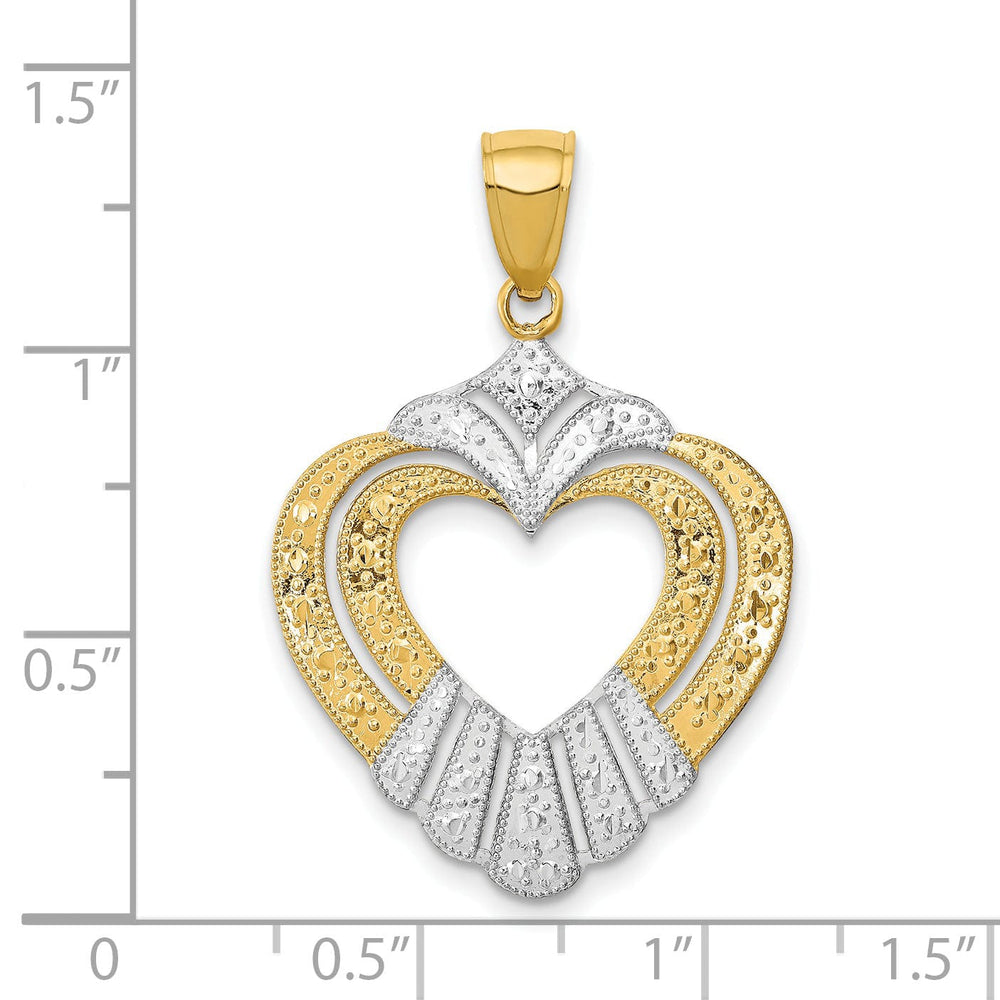 Lovely Rita's Charms & Pendants 14k Yellow Gold Rhodium Cut-Out Heart Pendant