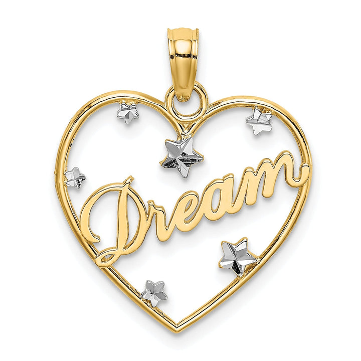 Lovely Rita's Charms & Pendants 14k Yellow Gold Rhodium D.C DREAM Heart with Stars Pendant