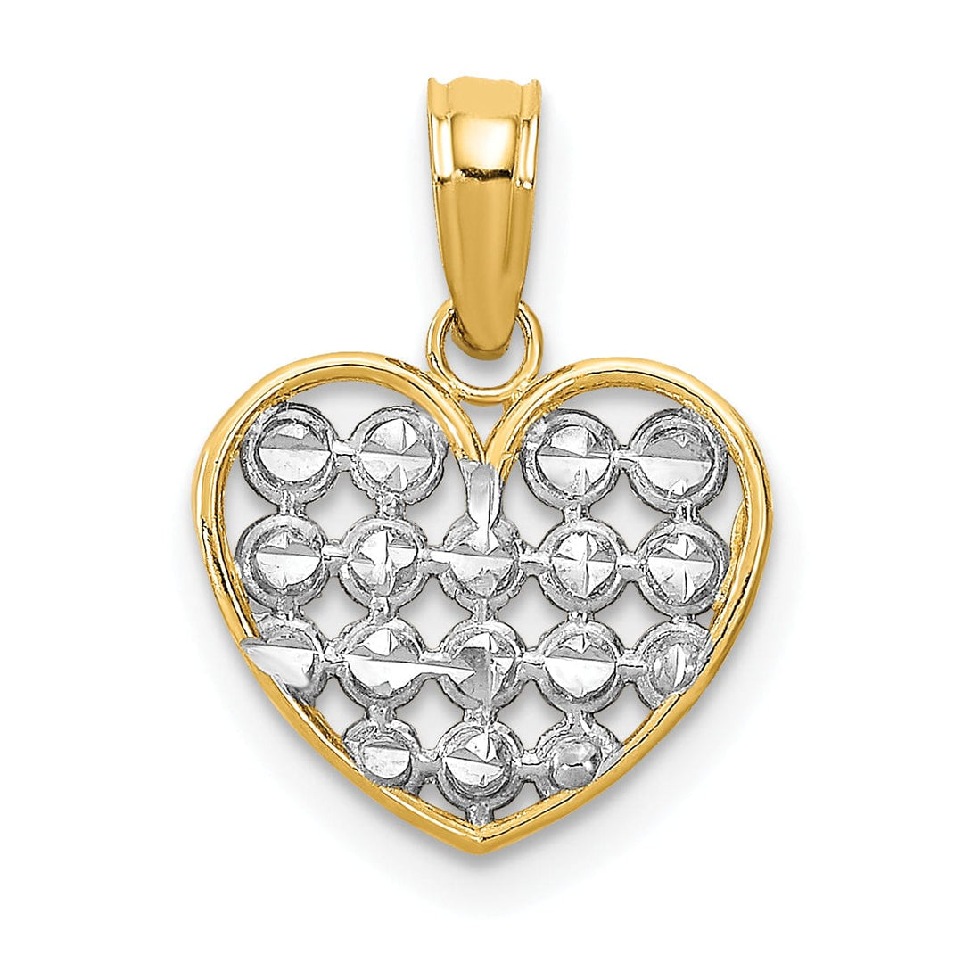 Lovely Rita's Charms & Pendants 14k Yellow Gold Rhodium D.C Finish Heart Pendant