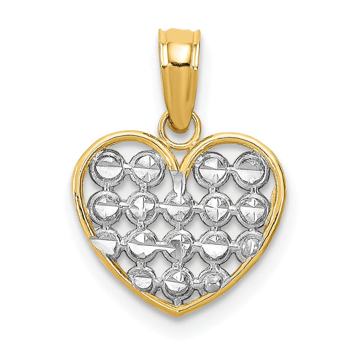 Lovely Rita's Charms & Pendants 14k Yellow Gold Rhodium D.C Finish Heart Pendant