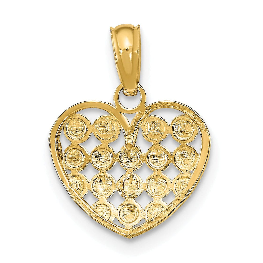 Lovely Rita's Charms & Pendants 14k Yellow Gold Rhodium D.C Finish Heart Pendant