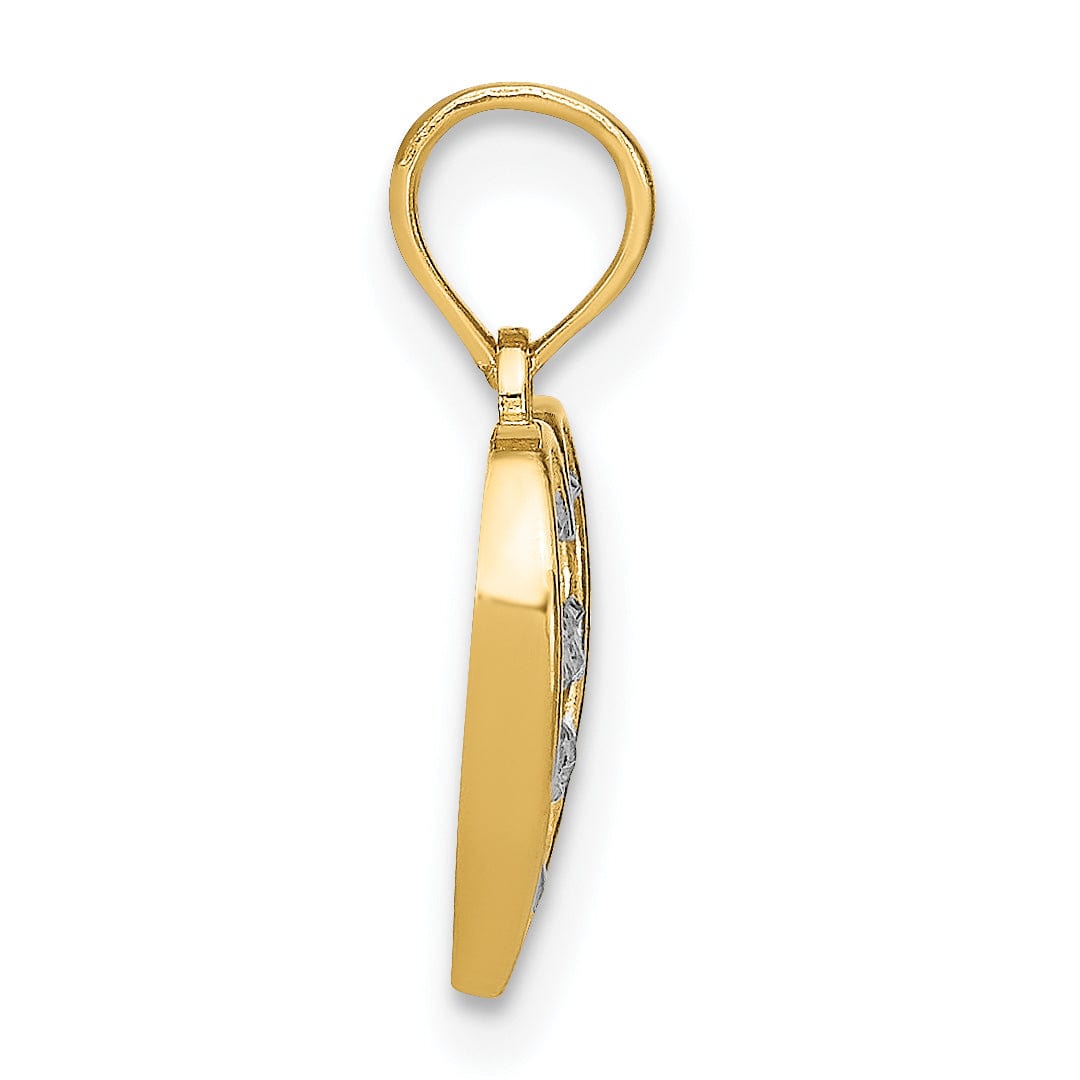 Lovely Rita's Charms & Pendants 14k Yellow Gold Rhodium D.C Finish Heart Pendant