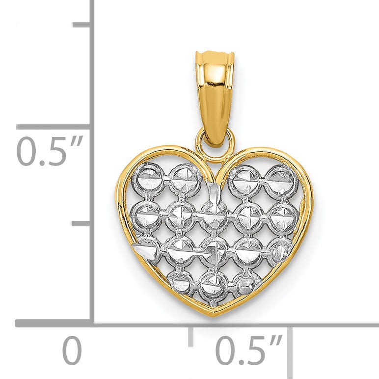 Lovely Rita's Charms & Pendants 14k Yellow Gold Rhodium D.C Finish Heart Pendant