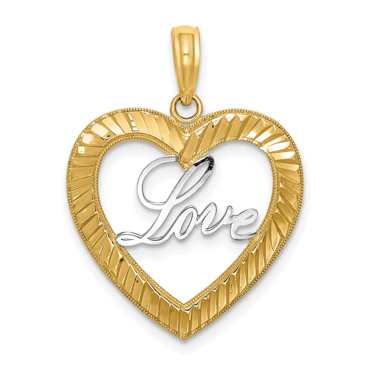 Lovely Rita's Charms & Pendants 14k Yellow Gold Rhodium D.C LOVE Heart Pendant
