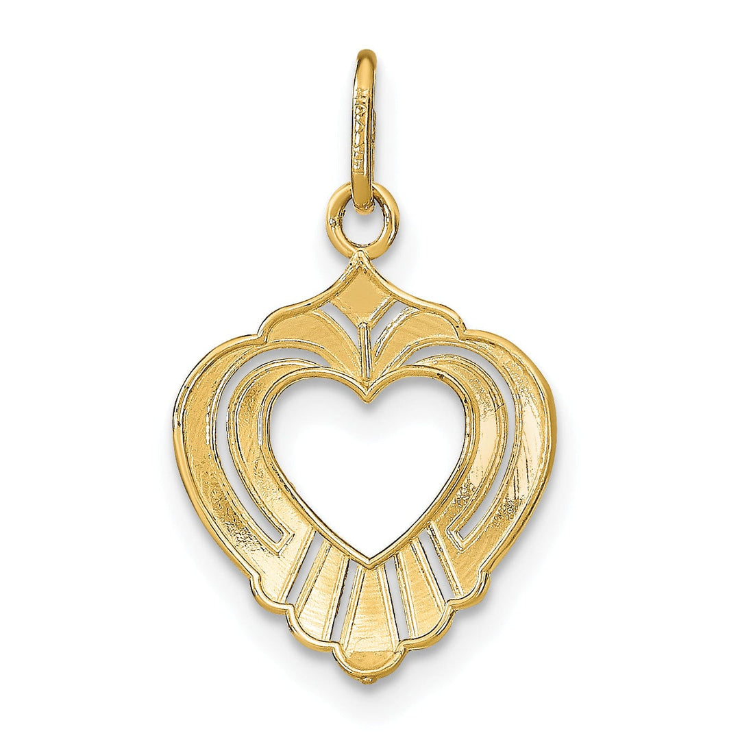 Lovely Rita's Charms & Pendants 14k Yellow Gold Rhodium D.C Textured Finish Heart Pendant