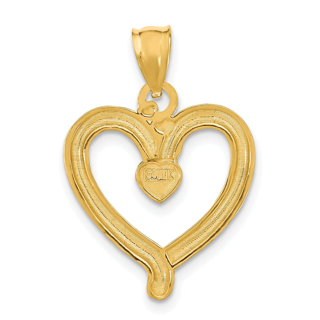 Lovely Rita's Charms & Pendants 14k Yellow Gold Rhodium Diamond-cut Heart Pendant