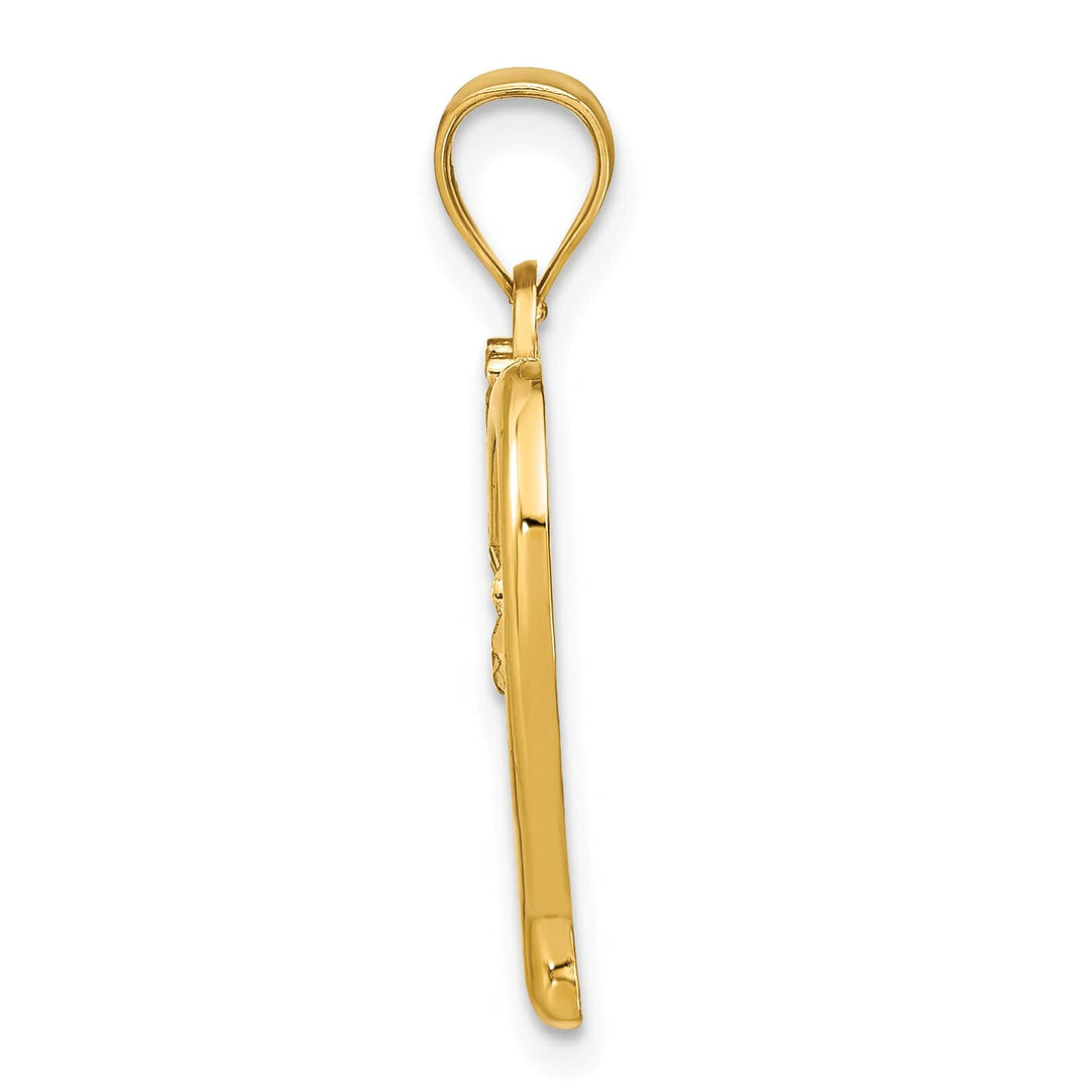 Lovely Rita's Charms & Pendants 14k Yellow Gold Rhodium Diamond-cut Heart Pendant