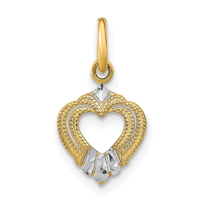 Lovely Rita's Charms & Pendants 14k Yellow Gold Rhodium Mini Heart Pendant