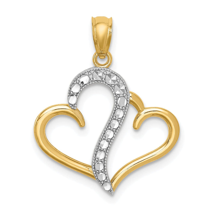 Lovely Rita's Charms & Pendants 14k Yellow Gold Rhodium Polished Double Heart Pendant