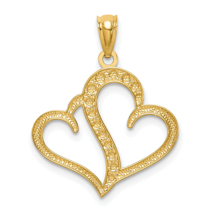 Lovely Rita's Charms & Pendants 14k Yellow Gold Rhodium Polished Double Heart Pendant