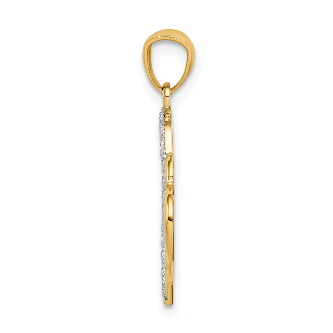 Lovely Rita's Charms & Pendants 14k Yellow Gold Rhodium Polished Double Heart Pendant