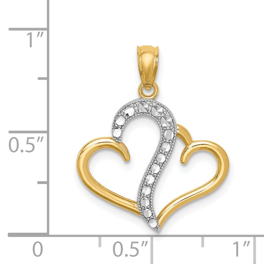 Lovely Rita's Charms & Pendants 14k Yellow Gold Rhodium Polished Double Heart Pendant