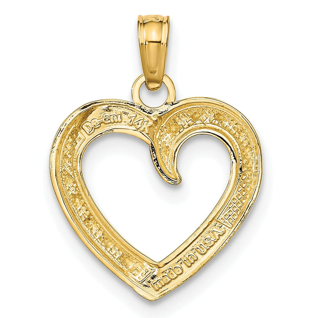 Lovely Rita's Charms & Pendants 14k Yellow Gold Rhodium Polished Textured Heart Pendant