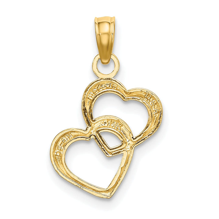 Lovely Rita's Charms & Pendants 14k Yellow Gold Rhodium Polished Textured Intertwined Hearts Pendant