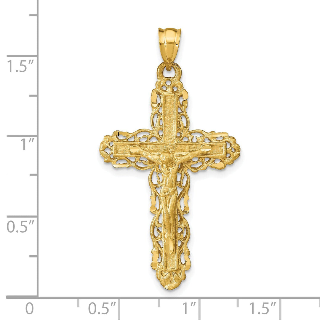 Lovely Rita's Charms & Pendants 14K Yellow Gold Sleek Fleur de Lis Cross Pendant