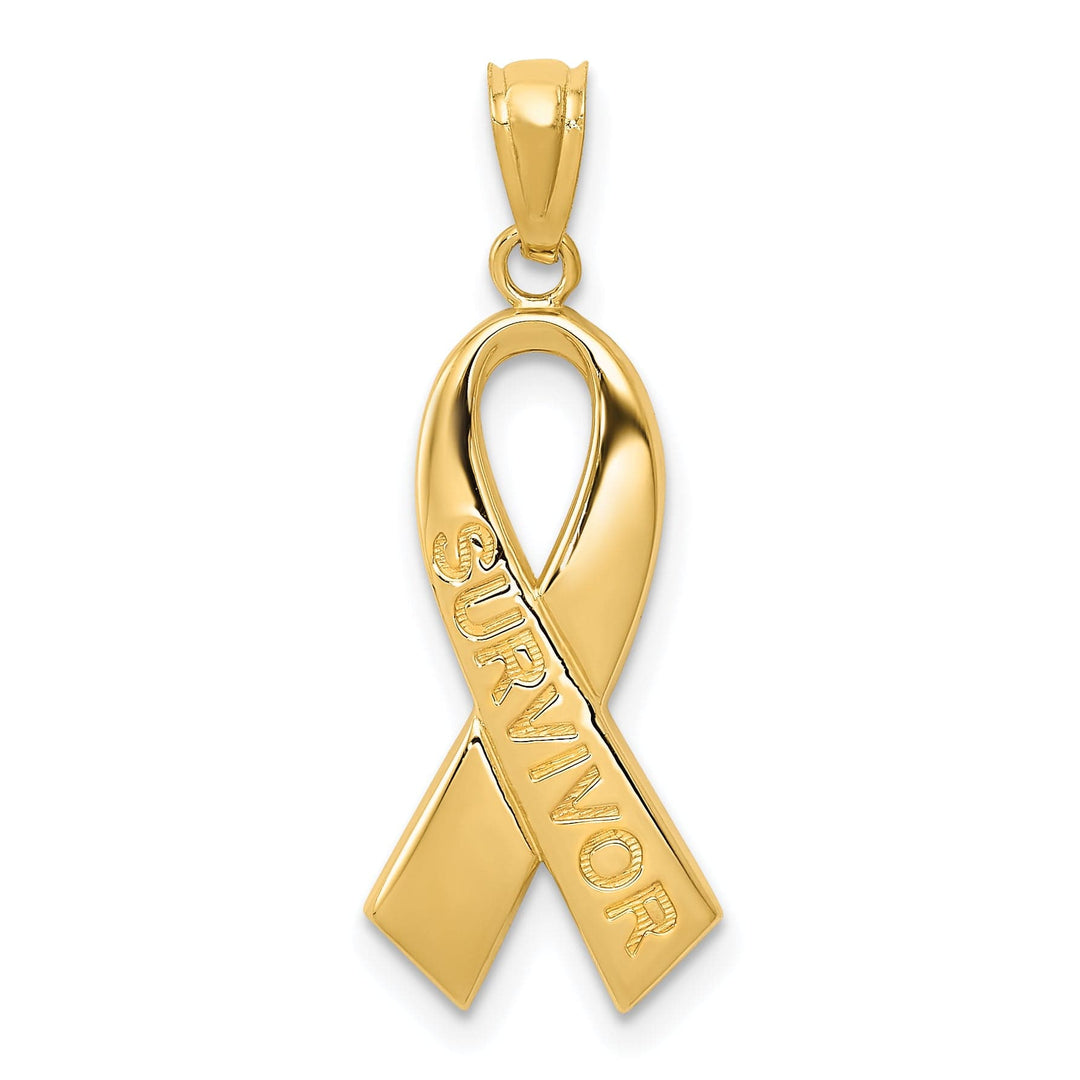 Lovely Rita's Charms & Pendants 14k Yellow Gold SURVIVOR Awareness Ribbon Pendant