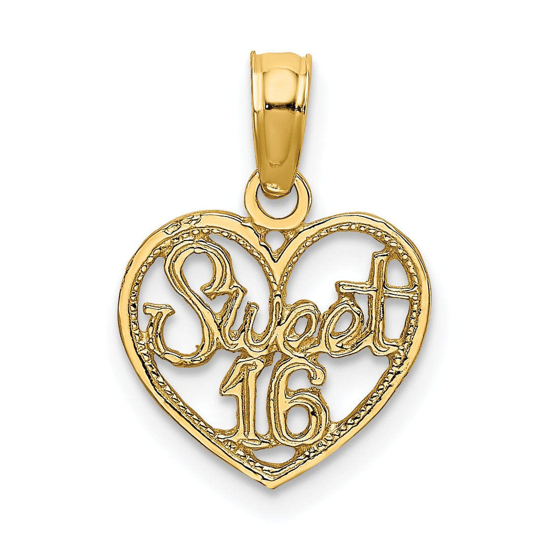 Lovely Rita's Charms & Pendants 14k Yellow Gold SWEET 16 in Heart Design Pendant