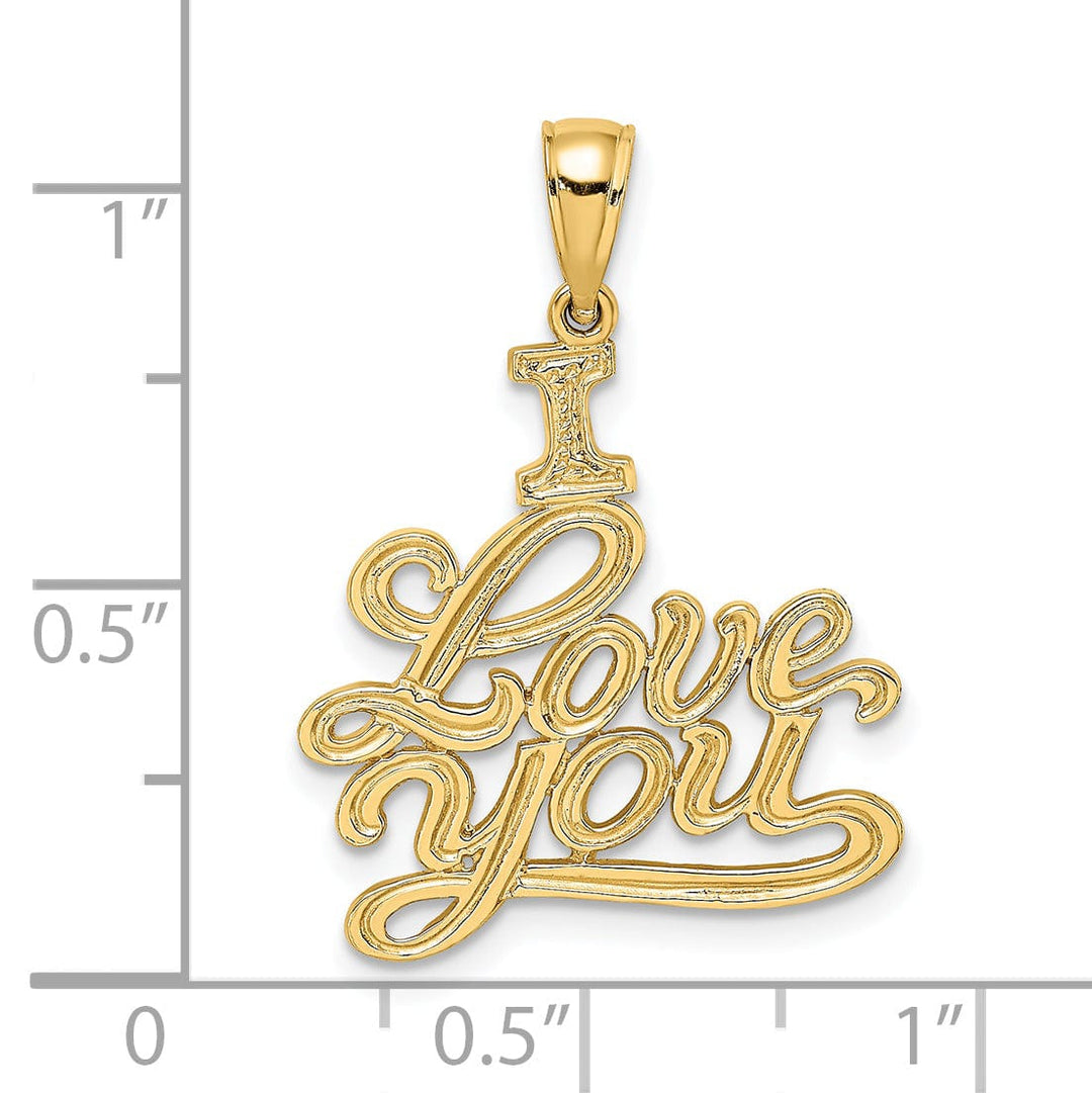 Lovely Rita's Charms & Pendants 14k Yellow Gold Textured I LOVE YOU Pendant