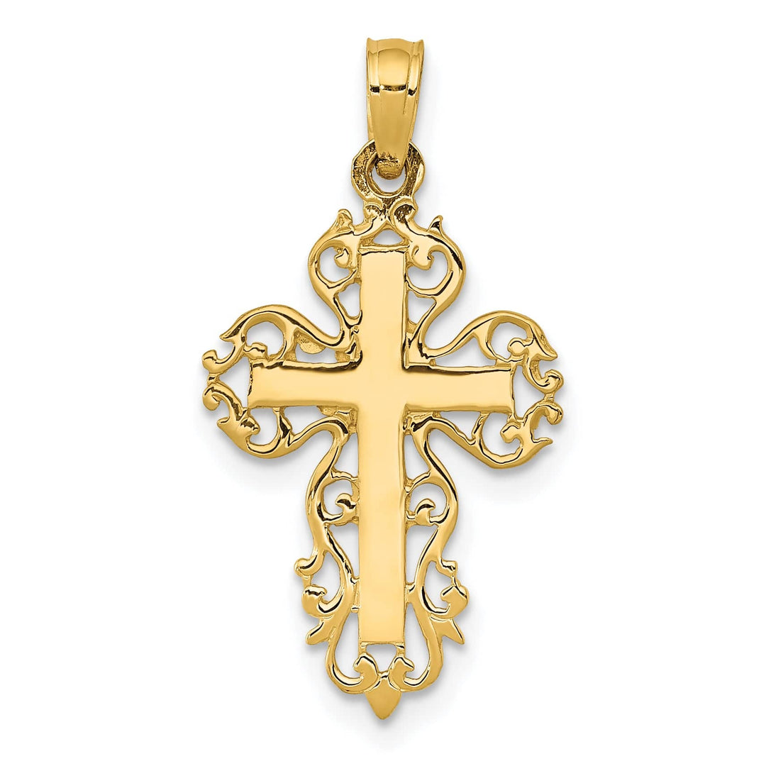 Lovely Rita's Charms & Pendants 14K Yellow Gold Timeless Polished Filigree Cross Pendant