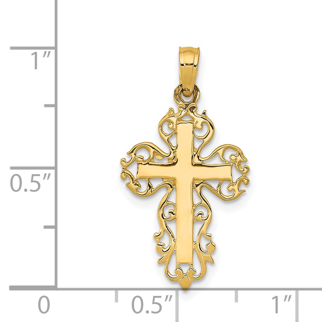 Lovely Rita's Charms & Pendants 14K Yellow Gold Timeless Polished Filigree Cross Pendant