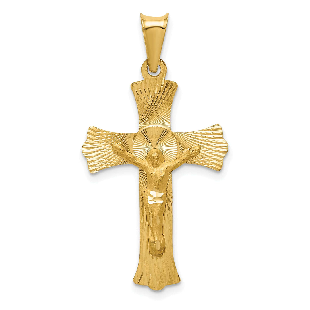 Lovely Rita's Charms & Pendants 14K Yellow Gold Timeless Satin & D.C Crucifix Cross Pendant