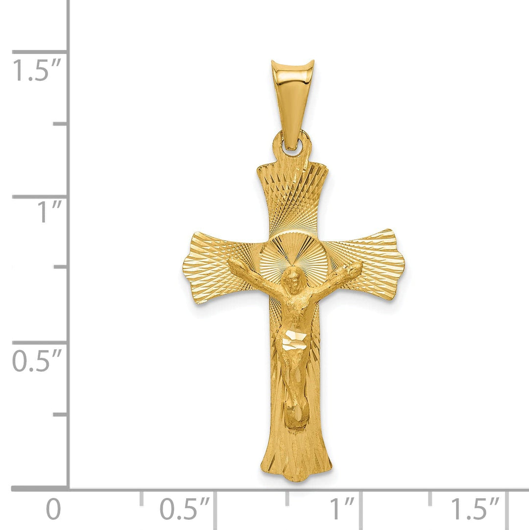 Lovely Rita's Charms & Pendants 14K Yellow Gold Timeless Satin & D.C Crucifix Cross Pendant